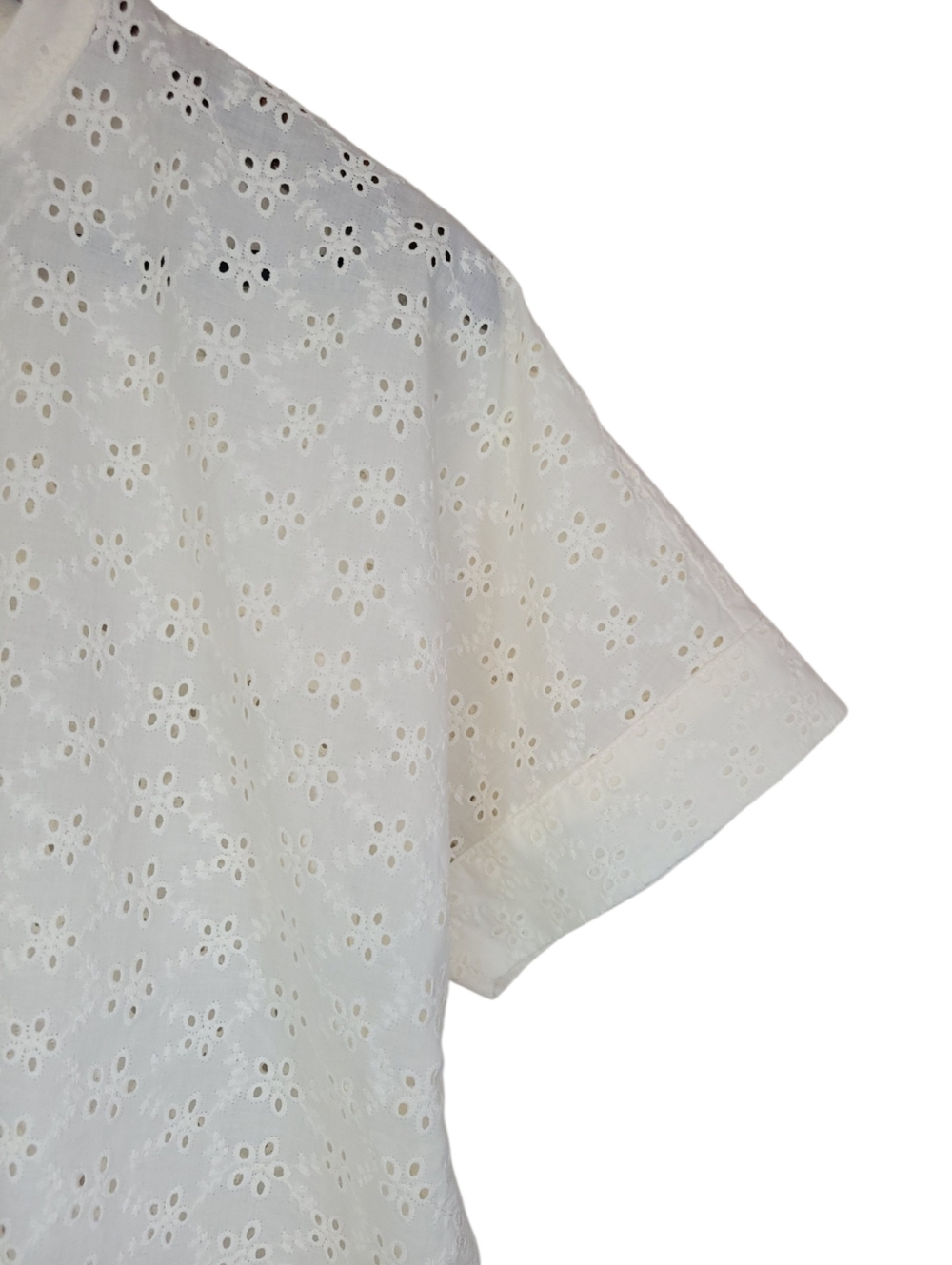 Madewell Eyelet Boxy Button Down Shirt M Lighthouse White Cotton Summer Top - Picture 5 of 12